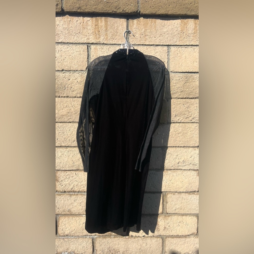 JR Knights, black dress, sheer sleeves
